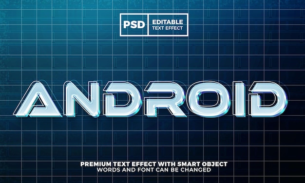 PSD future android modern 3d editable text effect premium psd