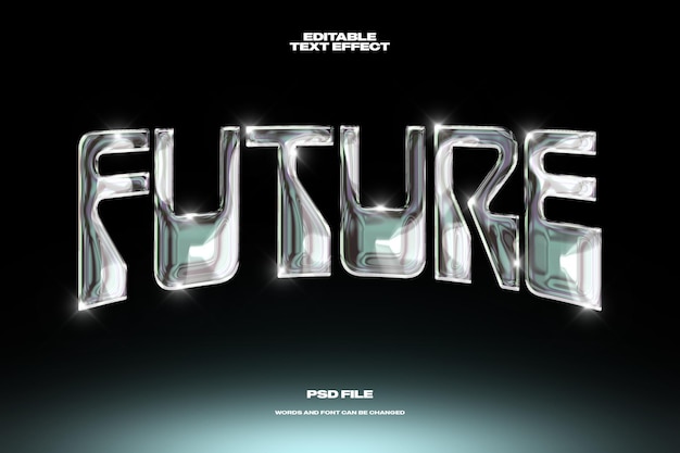 Future chrome text effect editable metal style