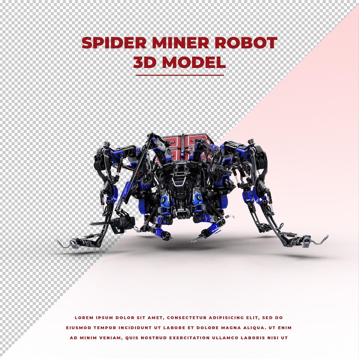 PSD future tech cyberpunk spider miner robot model
