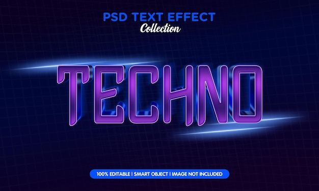 PSD Шаблон будущего техно 3d текстового эффекта