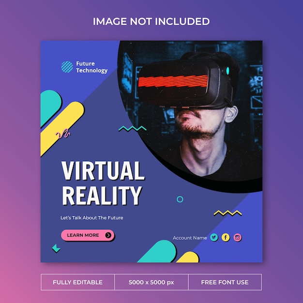 PSD future technology instagram post social media template