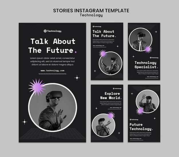 PSD modello di storie di instagram di tecnologia futura