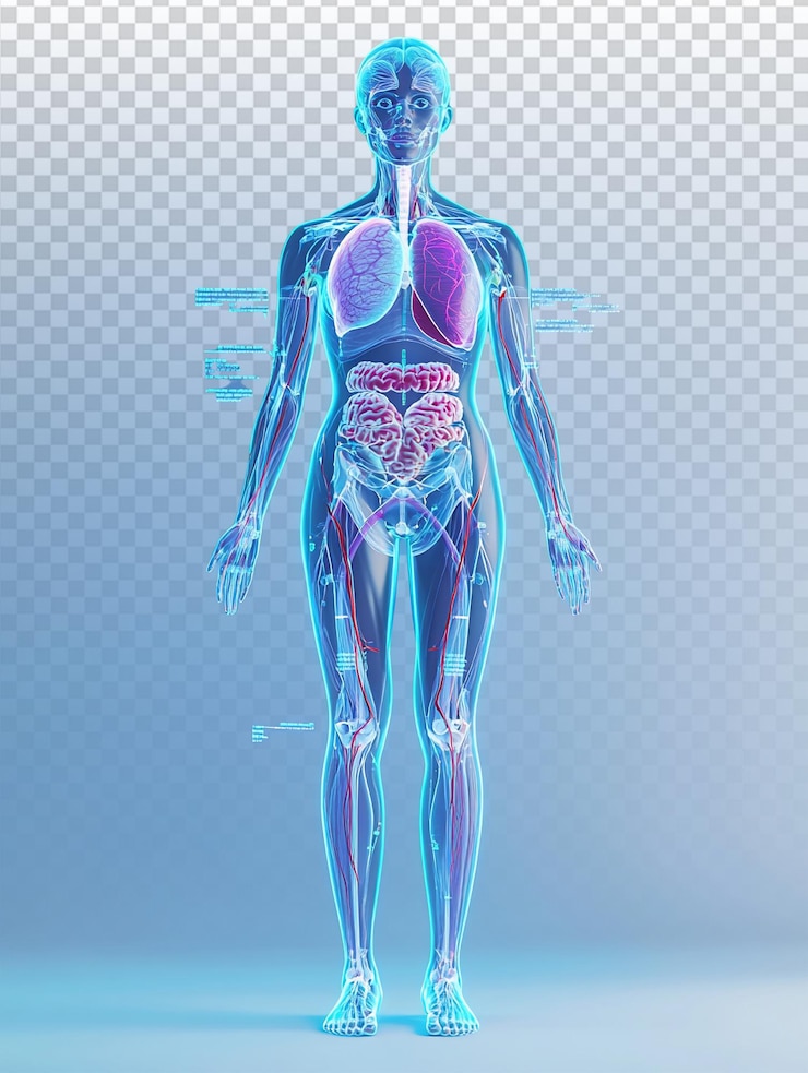 PSD futuristic 3d infographic of human body systems