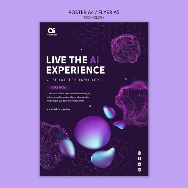 PSD futuristic ai tech vertical poster template