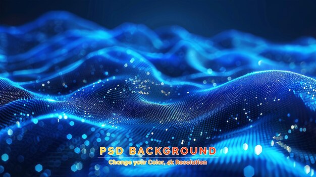 PSD futuristic background of points and lines with a dynamic wave