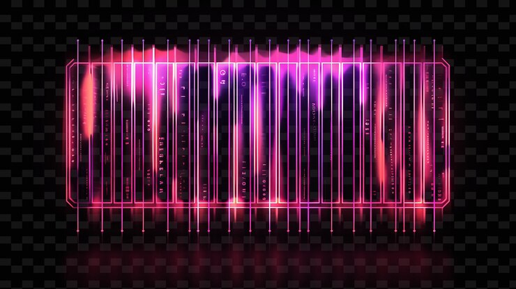 PSD futuristic barcode sign with a barcode shaped board frame de y2k shape creative signboard decor