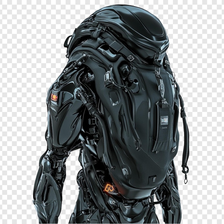 PSD futuristic black robot armor powerful exoskeleton design