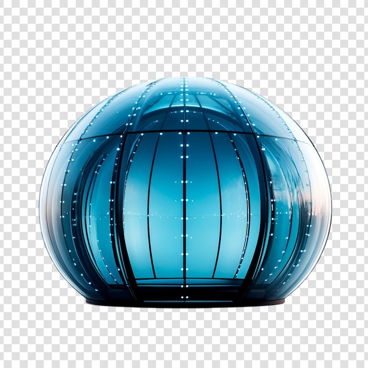 PSD futuristic blue glass sphere structure modern design