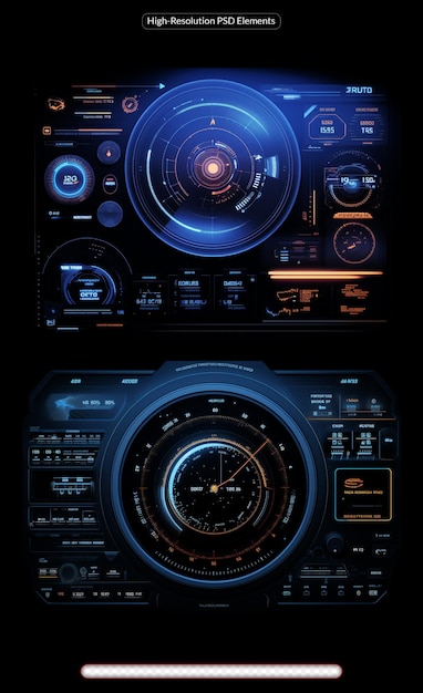 PSD futuristic blue virtual graphic touch user interface