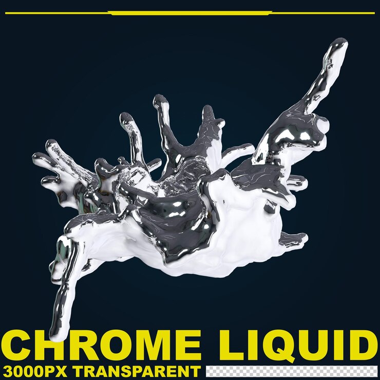 PSD futuristic chrome liquid abstract metallic shape 3d render