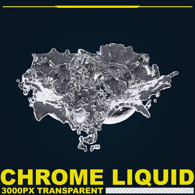 Futuristic chrome liquid abstract metallic shape 3d render