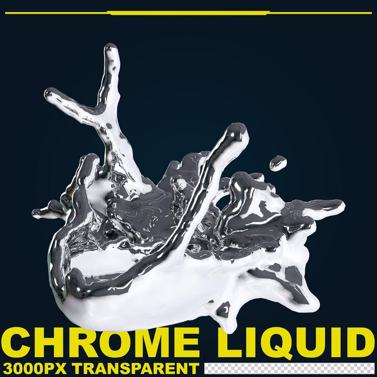 PSD futuristic chrome liquid abstract metallic shape 3d render