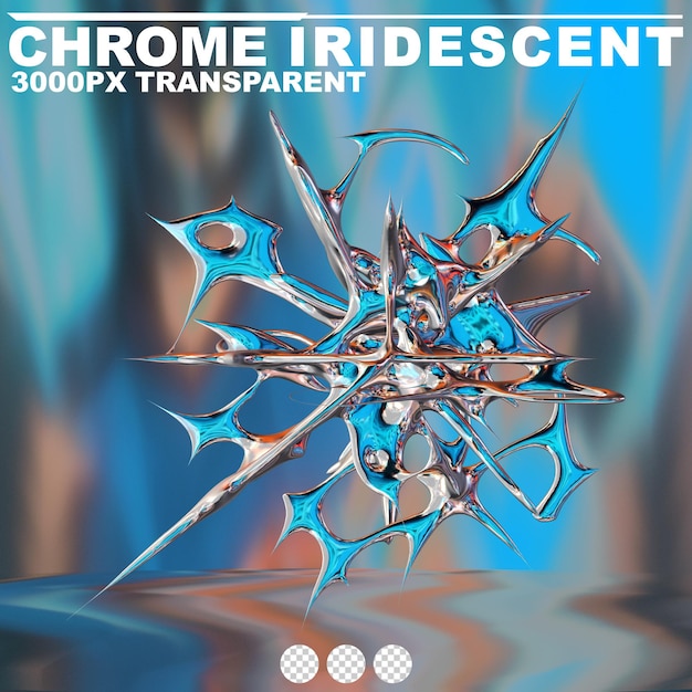 Futuristic chrome liquid abstract metallic shape 3d render