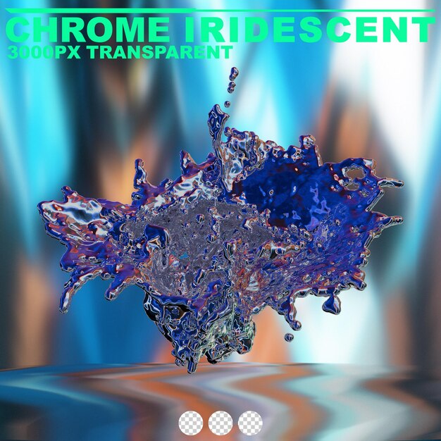 futuristic chrome liquid iridescent abstract metallic shape 3d render