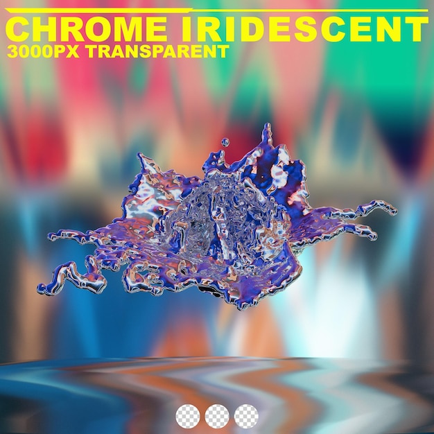 Futuristic chrome liquid iridescent abstract metallic shape 3d render