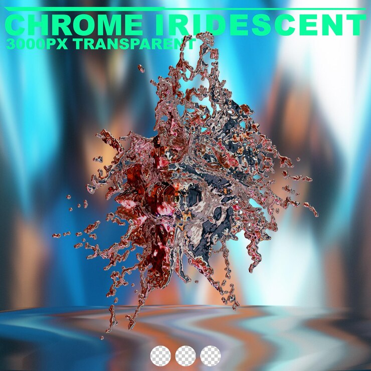 PSD futuristic chrome liquid iridescent abstract metallic shape 3d render