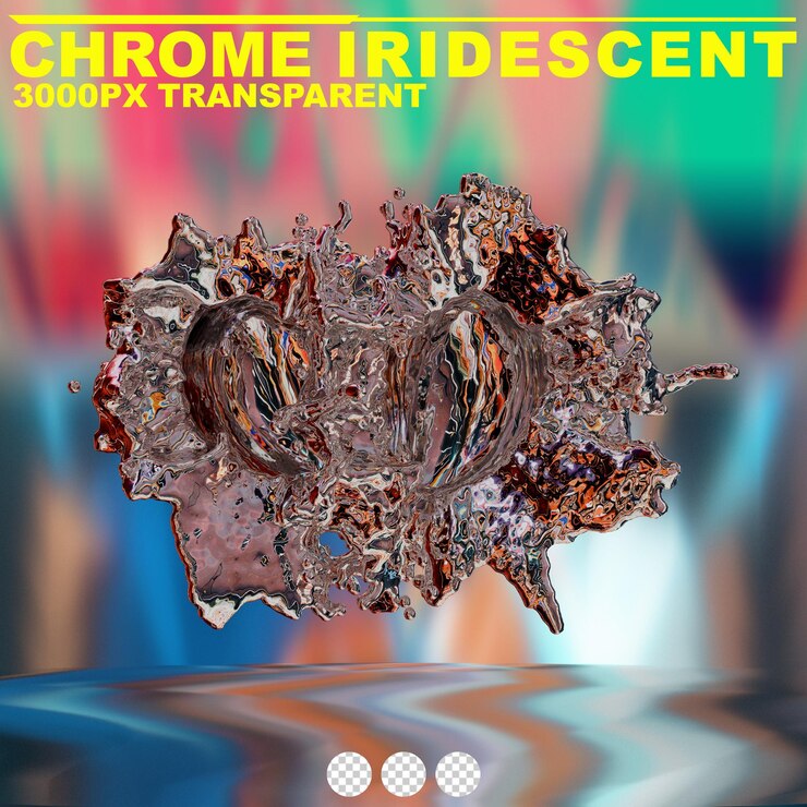 futuristic chrome liquid iridescent Abstract metallic shape 3d render