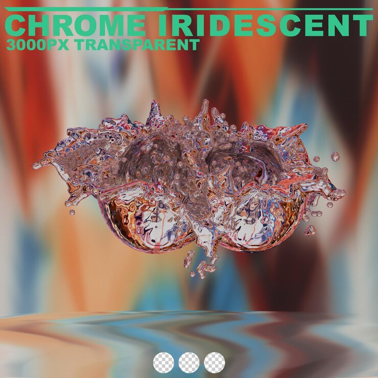 PSD futuristic chrome liquid iridescent abstract metallic shape 3d render