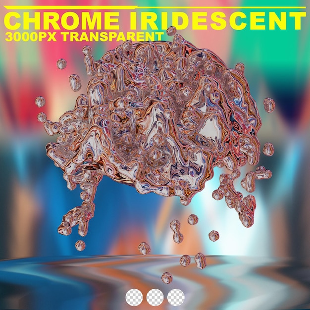 PSD futuristic chrome liquid iridescent abstract metallic shape 3d render