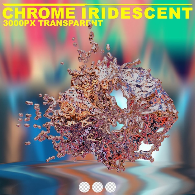 PSD futuristic chrome liquid iridescent abstract metallic shape 3d render