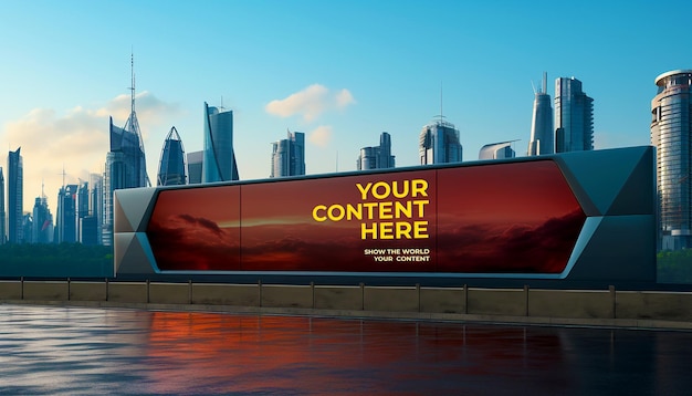 PSD futuristic city billboard mockup