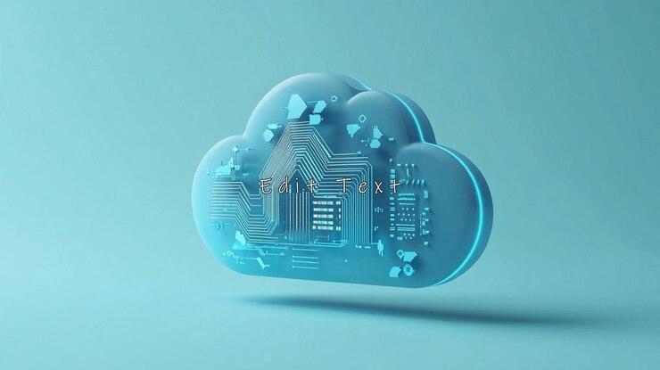 PSD futuristic cloud computing concept