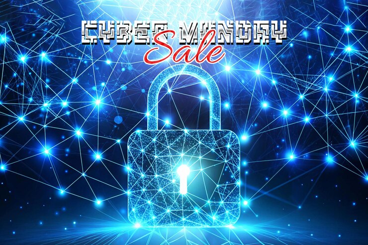 PSD futuristic cyber monday sale banner background design