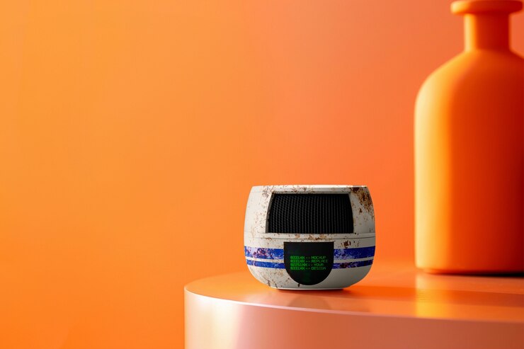 PSD futuristic device with orange shades