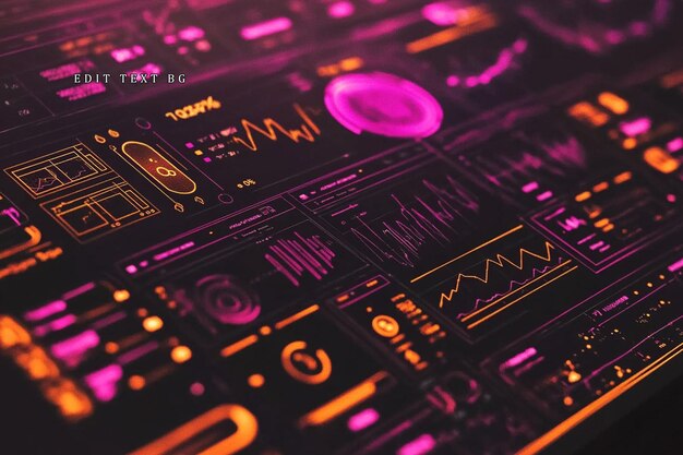 Futuristic digital dashboard displaying graphs charts and data