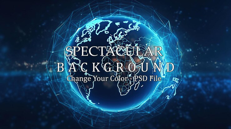 PSD futuristic digital global network representation in 3d space