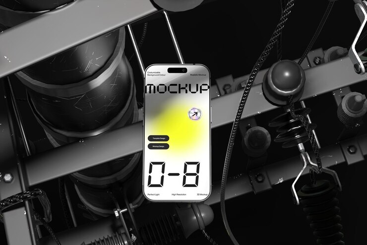 PSD futuristic digital mockup phone design