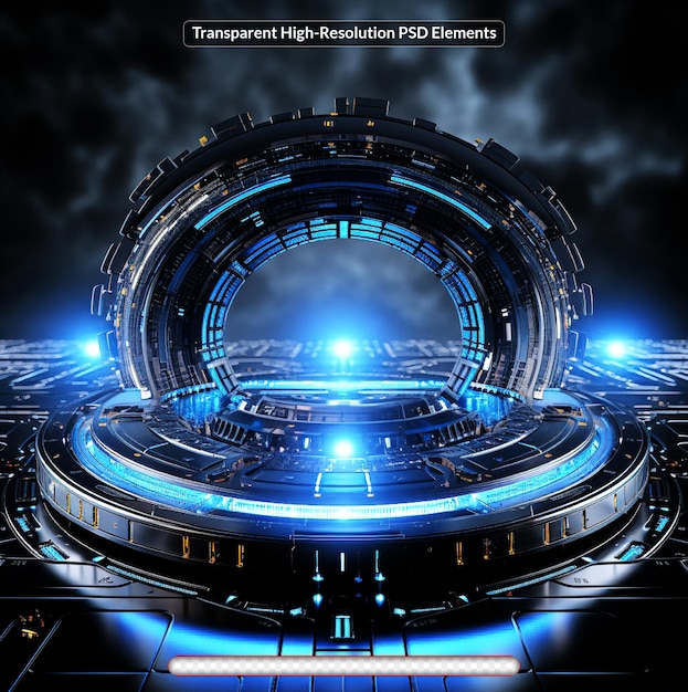 PSD futuristic digital tech architecture abstract blue hi tech theme for advertising or game artwork