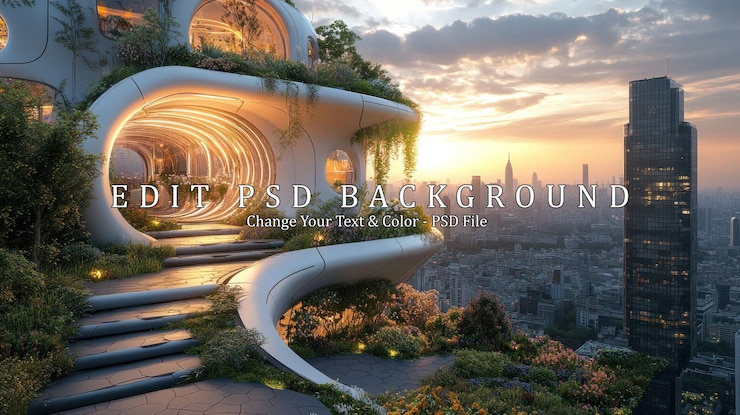 PSD futuristic ecofriendly skyhigh garden residence
