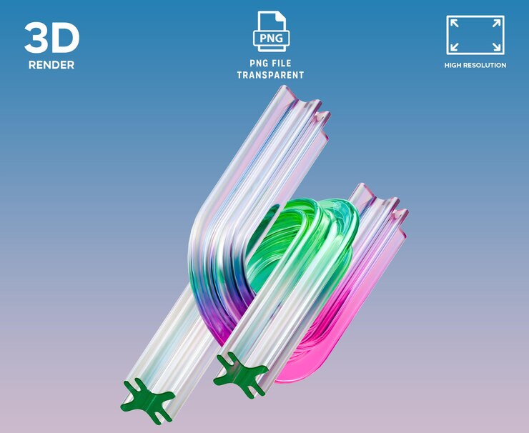 PSD futuristic glass shape 3d render icon