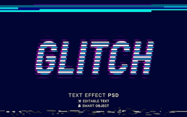 PSD futuristic glitch text effect