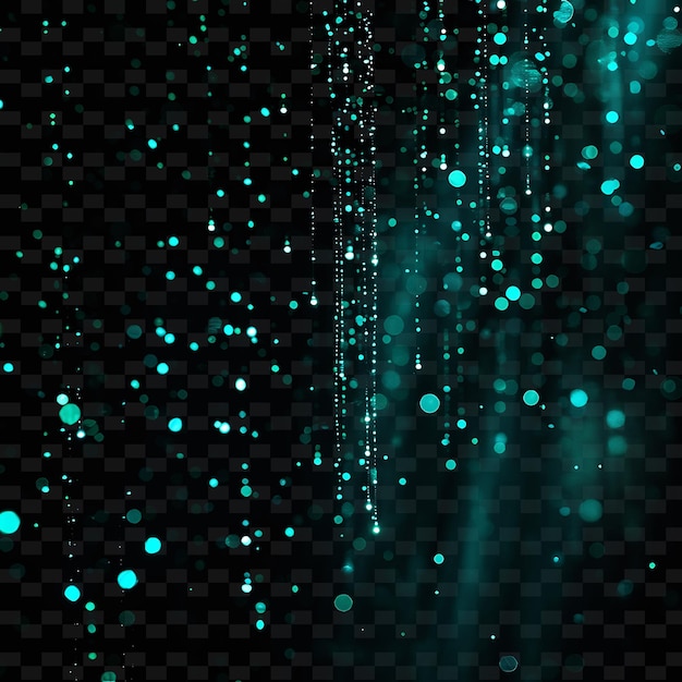 Futuristic glowing cyber rain with digital particles and blu png neon light effect y2k collection