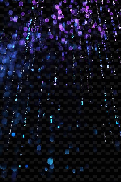 PSD futuristic glowing holographic rain with 3d projections and png neon light effect y2k collection