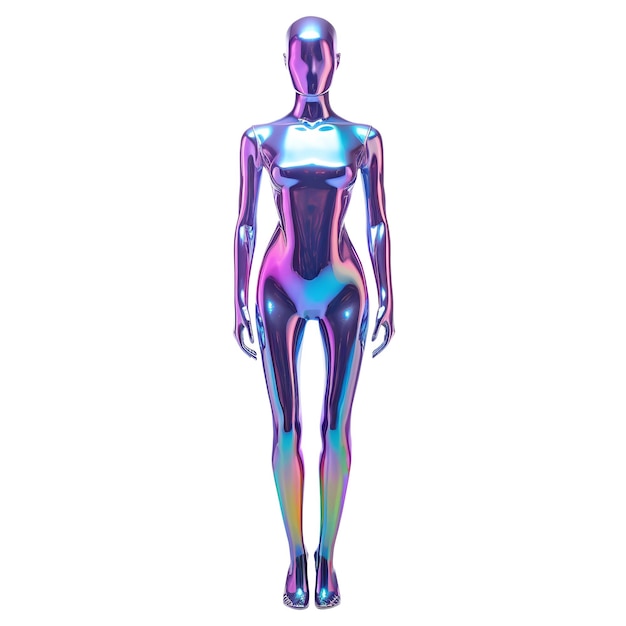 PSD futuristic holographic liquid metal mannequin showcasing cuttingedge fashion display technology generative ai