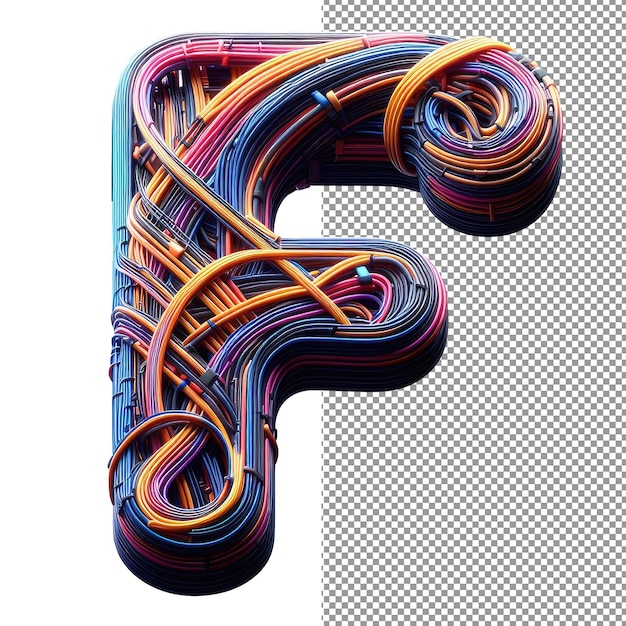 PSD futuristic letter forms 3d isolated alphabet