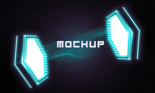 Futuristic logo mock-up in bright lights