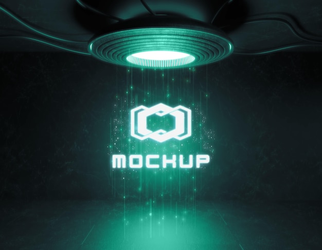 Mock-up logo futuristico in luci al neon