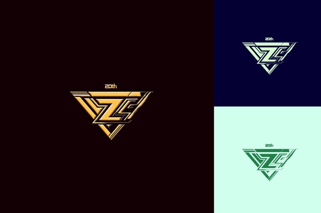 futuristic logo with text 20th emblem logo with a triangular vector abstract design collections