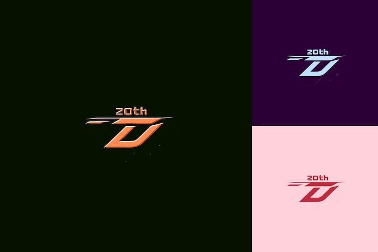 PSD futuristic logo with text 20th emblem logo with a sleek and vector abstract design collections