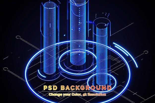 PSD futuristic or magic portal with glow effect blank display stage