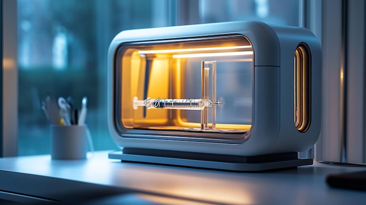 PSD futuristic medical device sterilizing syringe