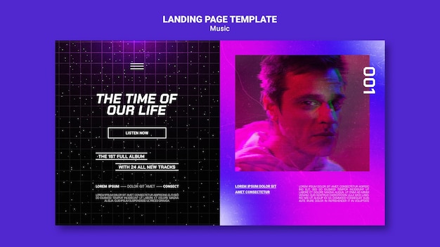 PSD futuristic music landing page template