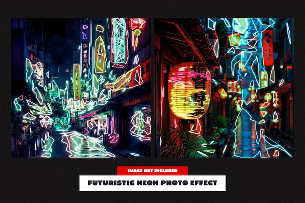 futuristic neon photo effect for square