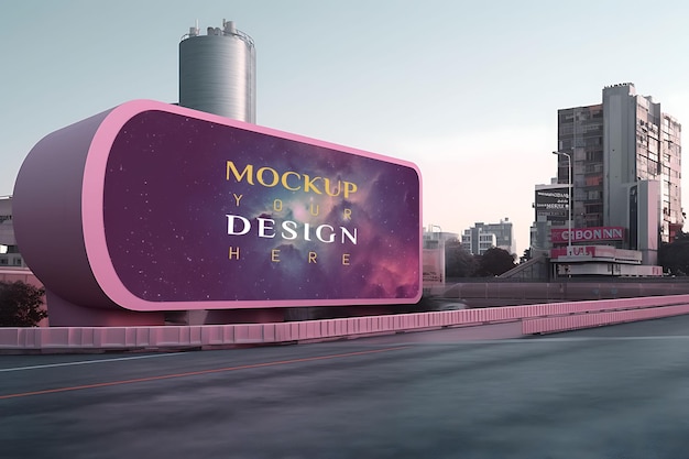 Футуристический внешний рекламный щит Mockup PSD