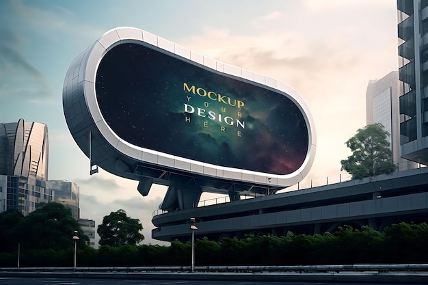 Futuristic Outdoor Advertising Billboard Mockup PSD