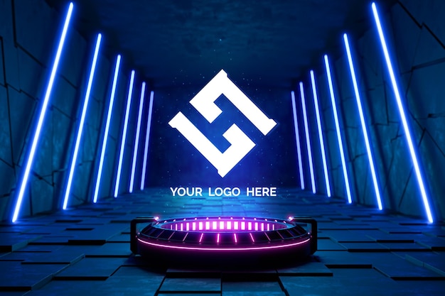 Futuristic pedestal for logo mockup